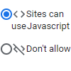 Select option Sites can use JavaScript