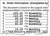 New window; illustration of ordered amounts