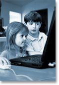 Two children on computer