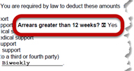 New window; illustration of arrears check box