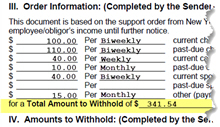 New window; illustration of total to withhold